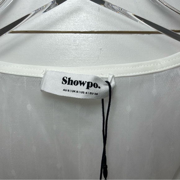 ShowPo AKshia Appliqué Pure White Mini Dress Womens Size 4 NWT - Picture 2 of 12